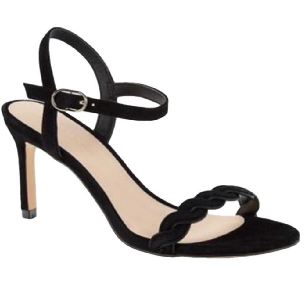 Stuart Weitzman Twisted Twistie Leather Strappy Heel Black 8 NEW
